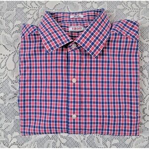 IZOD Men's Long Sleeve Shirt Sz 16 1/2 Pink/Blue Multi 100% Cotton Pre-Owned